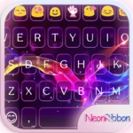 neon ribbon emoji keyboard android application logo